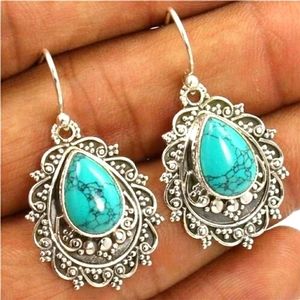 REAL TurquoiseHook Dangle Stud Vintage Earring